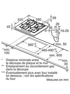 Plaque de cuisson gaz 60cm Bosch - PNP6B6B90