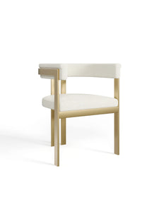 Chaise GRACE bouclette blanc pieds dorés - SC32BCBLANCGL