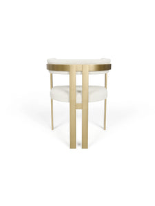 Chaise GRACE bouclette blanc pieds dorés - SC32BCBLANCGL