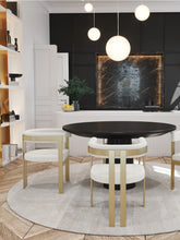 Charger l&#39;image dans la visionneuse de la galerie, Chaise GRACE bouclette blanc pieds dorés - SC32BCBLANCGL
