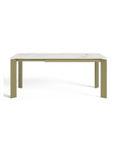 Charger l'image dans la visionneuse de la galerie, Table à manger extensible 140/190cm en céramique effet marbre blanc LINEA
