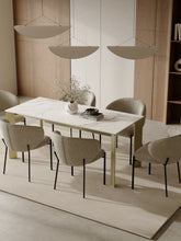 Charger l'image dans la visionneuse de la galerie, Table à manger extensible 140/190cm en céramique effet marbre blanc AURORA
