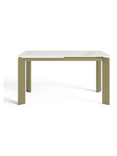 Charger l'image dans la visionneuse de la galerie, Table à manger extensible 140/190cm en céramique effet marbre blanc AURORA
