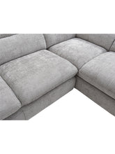 Charger l&#39;image dans la visionneuse de la galerie, Canapé d&#39;angle droit convertible en tissu texturé gris SURDELI
