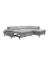 Charger l&#39;image dans la visionneuse de la galerie, Canapé d&#39;angle droit convertible en tissu texturé gris SURDELI
