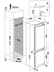 Réfrigérateur encastrable 250L 177cm 6th sense Whirlpool - WHC18 T514