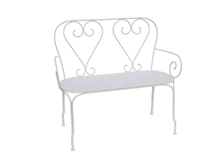 Banc de jardin en métal façon fer forgé - Blanc - GUERMANTES de MYLIA