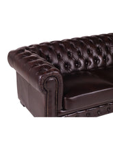 Charger l&#39;image dans la visionneuse de la galerie, Canapé 4 places chesterfield 100% cuir de buffle Bordeaux BRENTON
