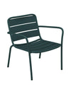 Fauteuil bas de jardin empilable en métal - Vert sapin - MIRMANDE de MYLIA