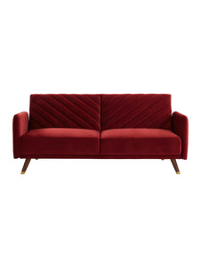 Canapé clic-clac convertible 3 places en velours Rouge JORIS