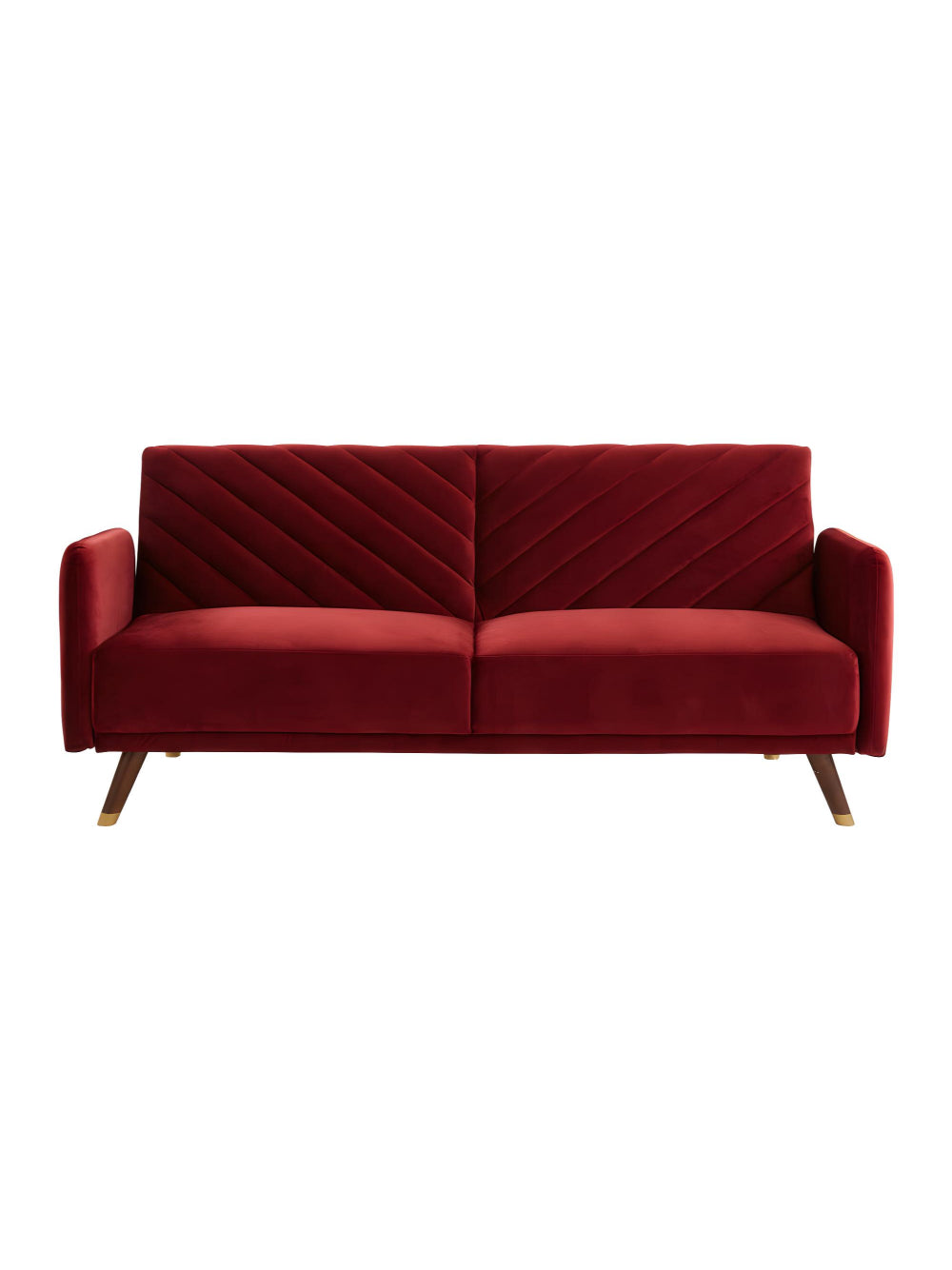 Canapé clic-clac convertible 3 places en velours Rouge JORIS