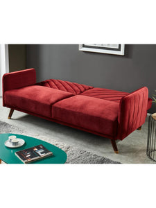 Canapé clic-clac convertible 3 places en velours Rouge JORIS