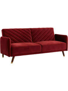 Canapé clic-clac convertible 3 places en velours Rouge JORIS