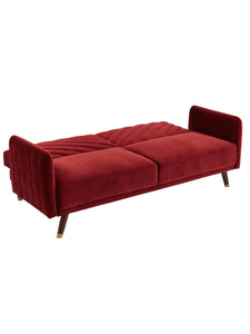 Canapé clic-clac convertible 3 places en velours Rouge JORIS
