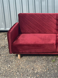Canapé clic-clac convertible 3 places en velours Rouge JORIS