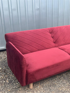 Canapé clic-clac convertible 3 places en velours Rouge JORIS