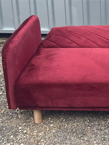 Canapé clic-clac convertible 3 places en velours Rouge JORIS